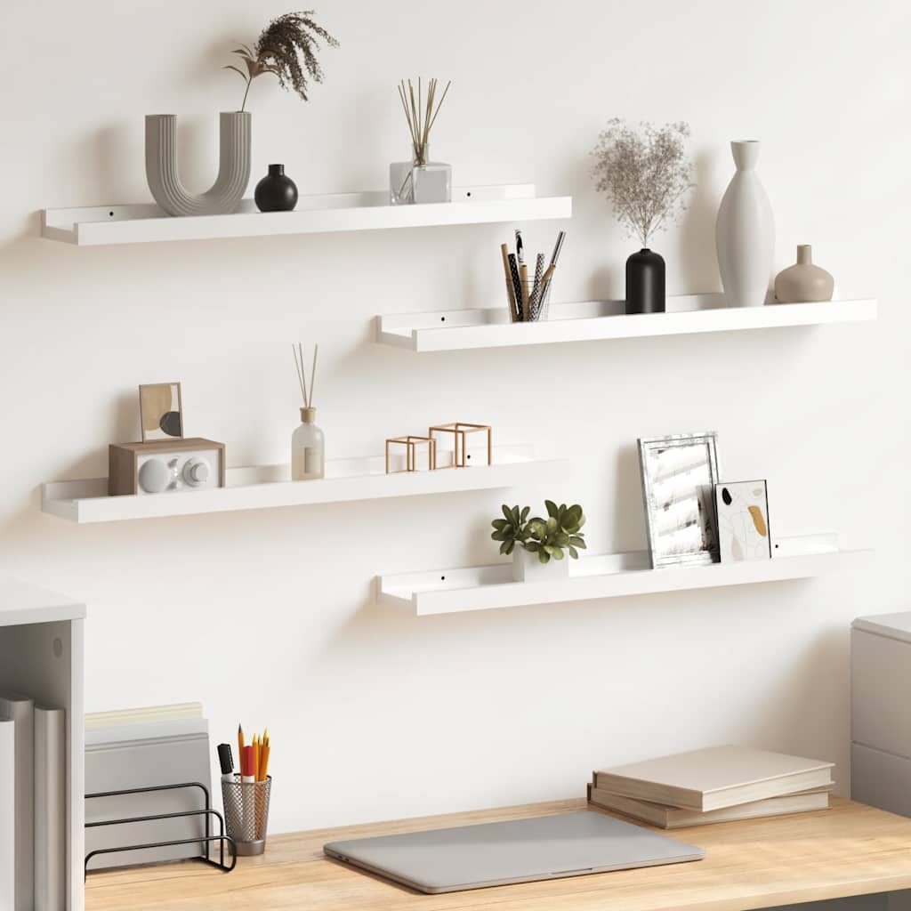 vidaXL Wall Shelves 4 pcs High Gloss White 60x9x3 cm