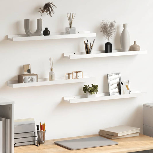 vidaXL Wall Shelves 4 pcs High Gloss White 60x9x3 cm