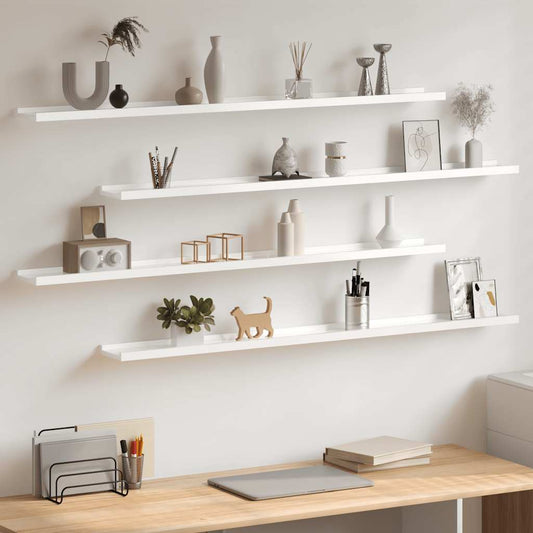 vidaXL Wall Shelves 4 pcs High Gloss White 115x9x3 cm