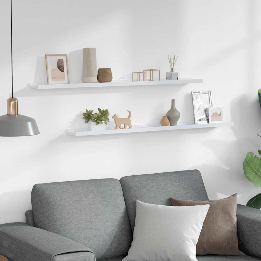 vidaXL Wall Shelves 2 pcs White 100x9x3 cm
