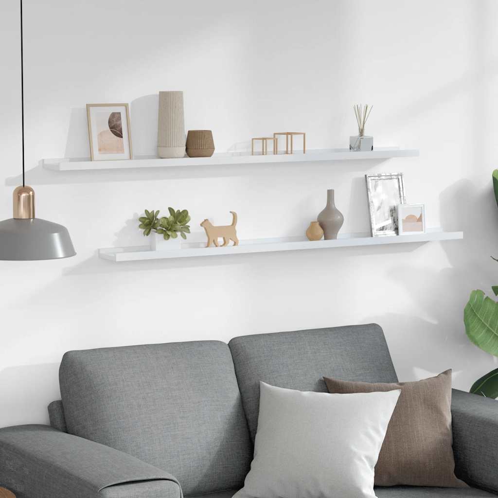 vidaXL Wall Shelves 2 pcs White 115x9x3 cm