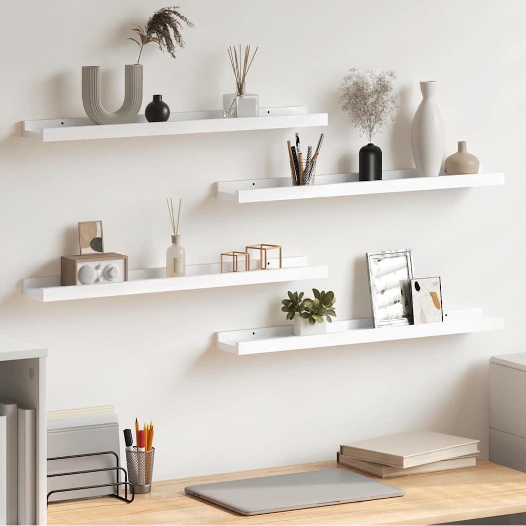 326661 vidaXL Wall Shelves 4 pcs White 60x9x3 cm