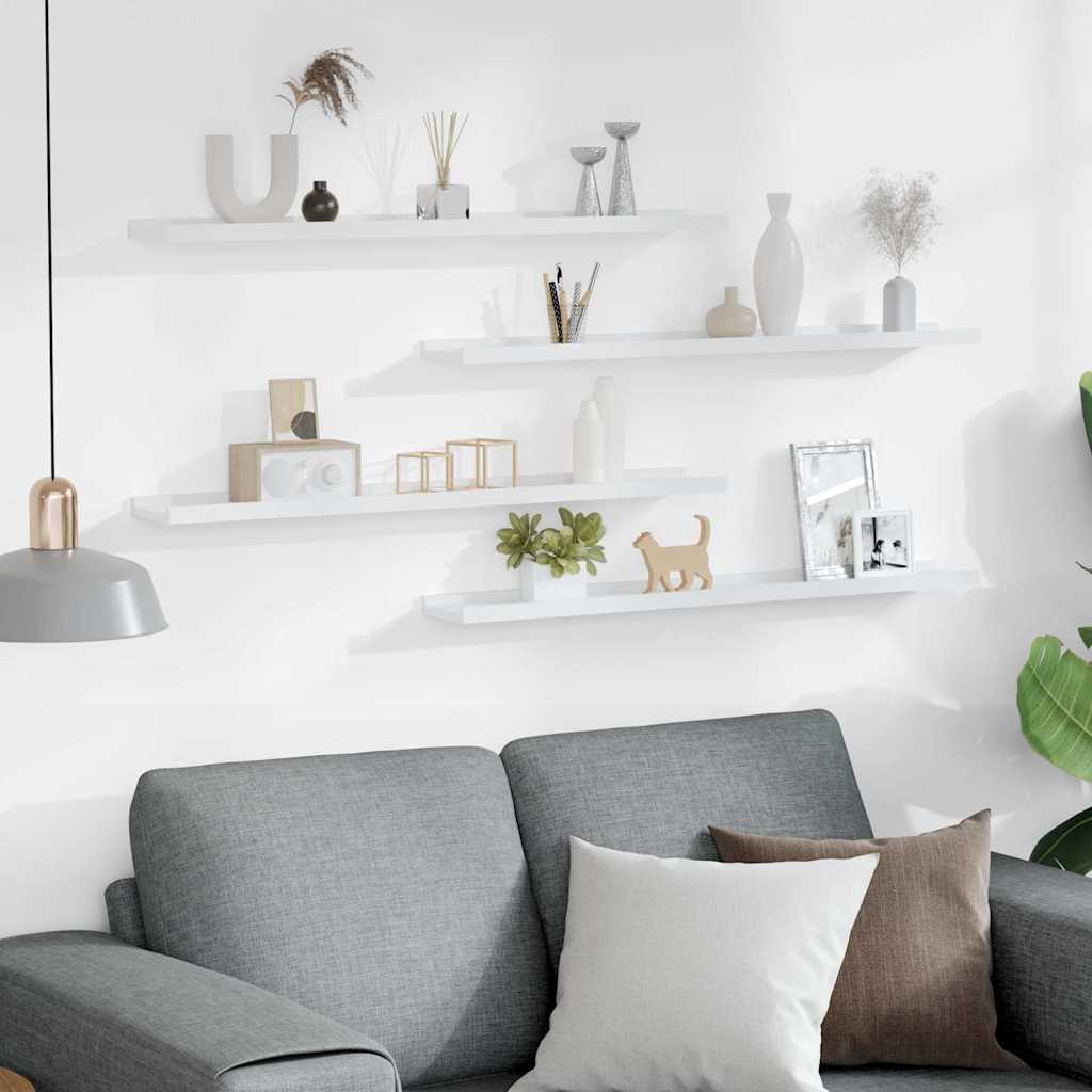 326662 vidaXL Wall Shelves 4 pcs White 80x9x3 cm