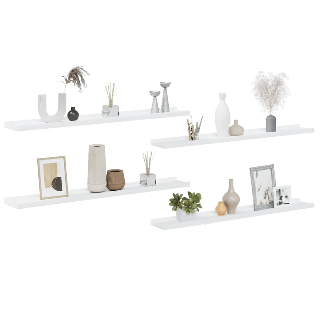 326662 vidaXL Wall Shelves 4 pcs White 80x9x3 cm