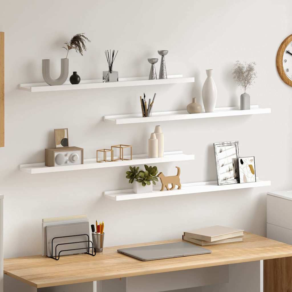 326662 vidaXL Wall Shelves 4 pcs White 80x9x3 cm
