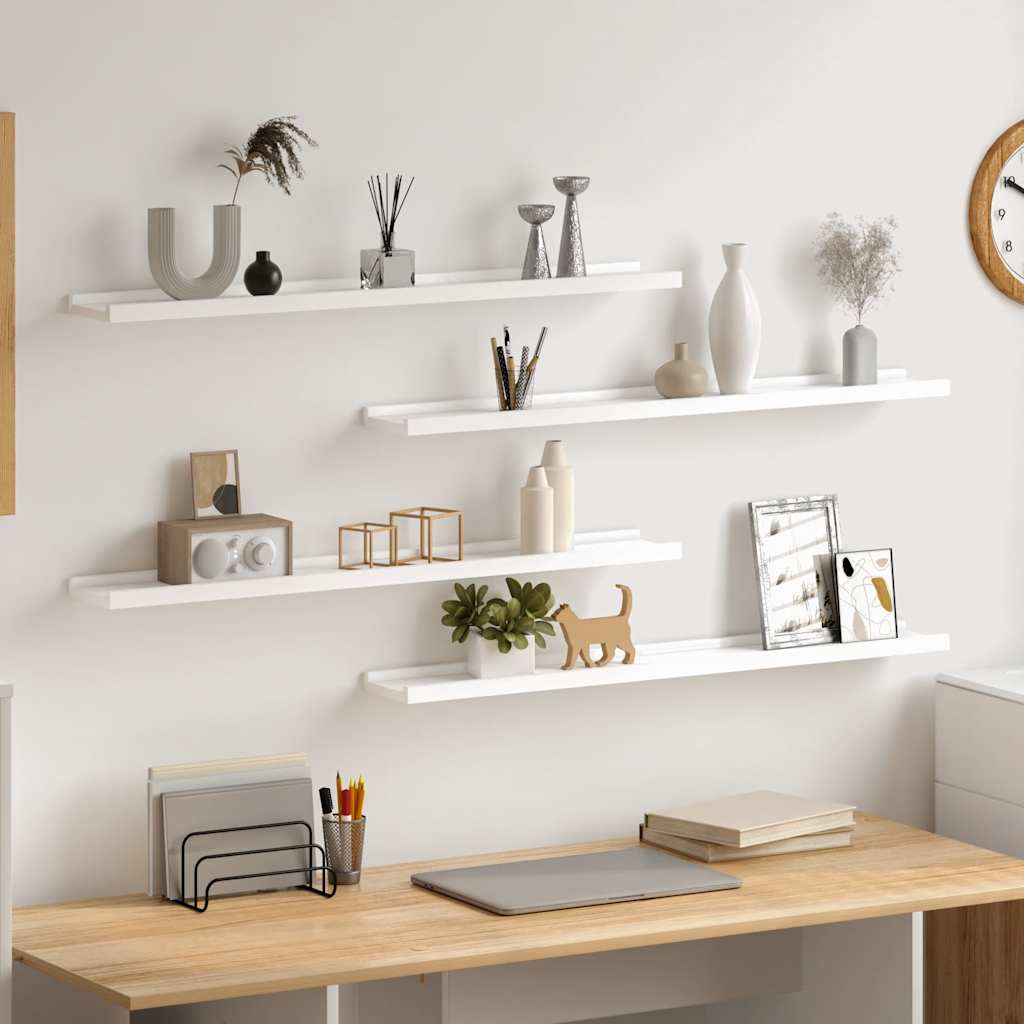 vidaXL Wall Shelves 4 pcs White 80x9x3 cm