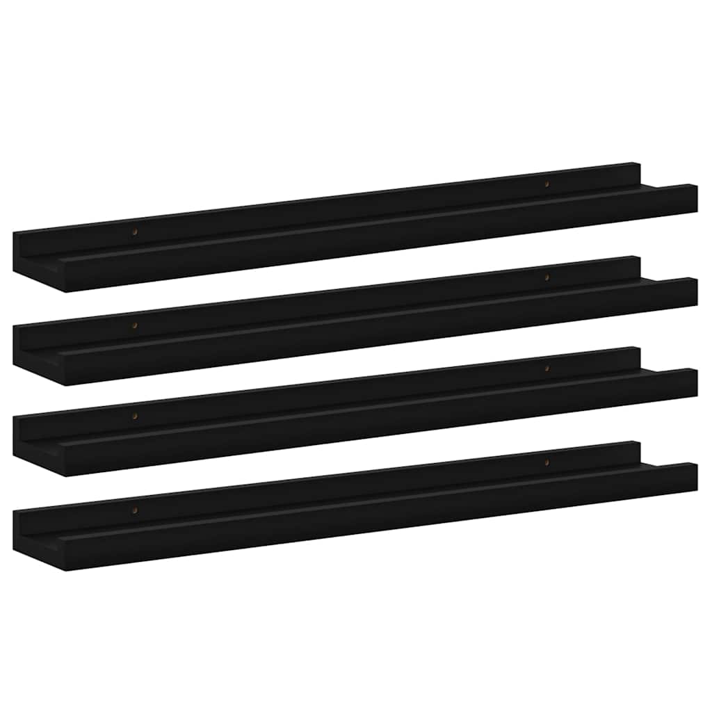 vidaXL Wall Shelves 4 pcs Black 60x9x3 cm