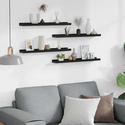 vidaXL Wall Shelves 4 pcs Black 60x9x3 cm