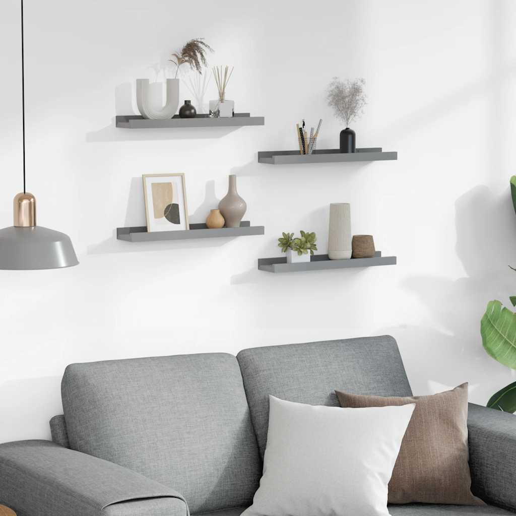 vidaXL Wall Shelves 4 pcs Grey 40x9x3 cm