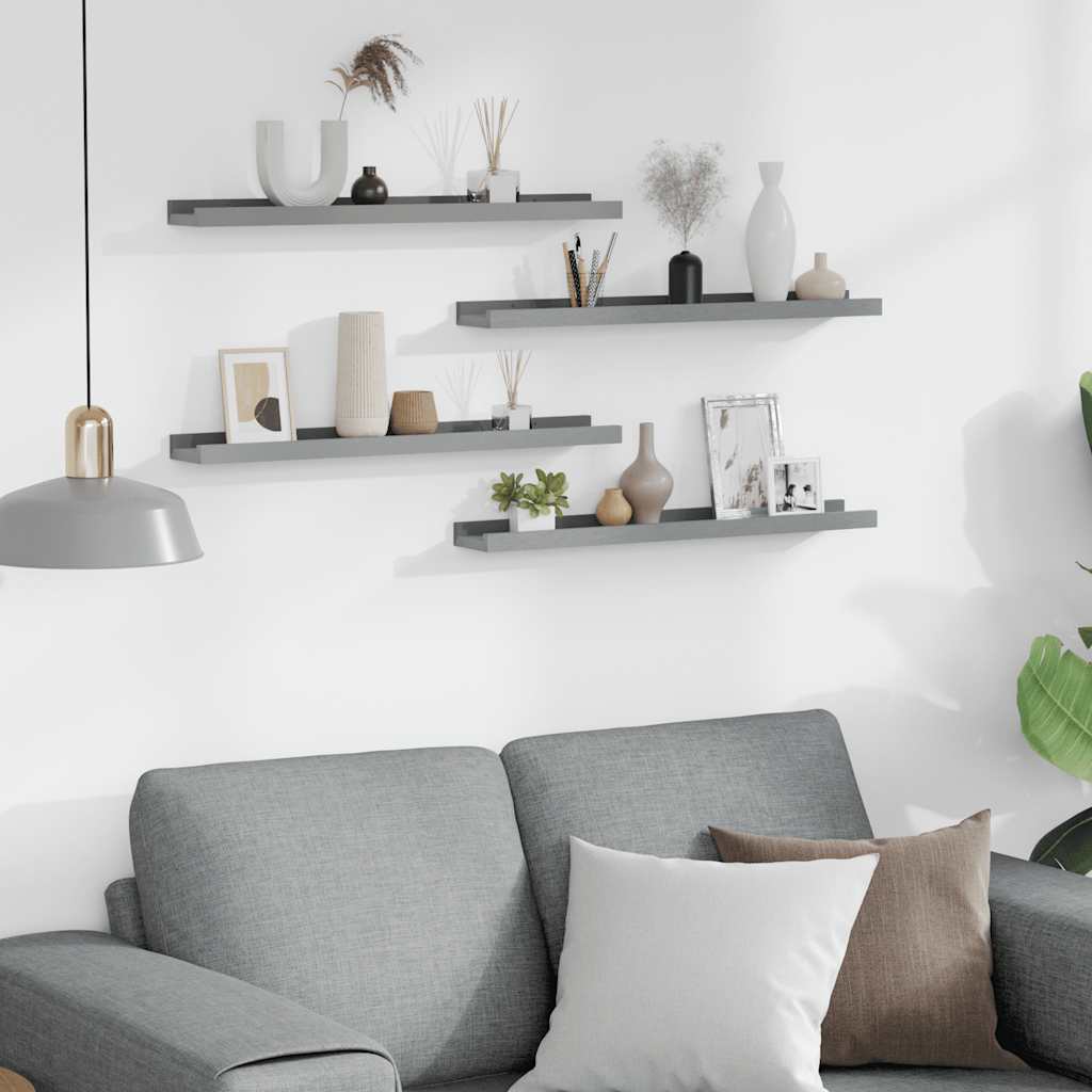 vidaXL Wall Shelves 4 pcs Grey 60x9x3 cm