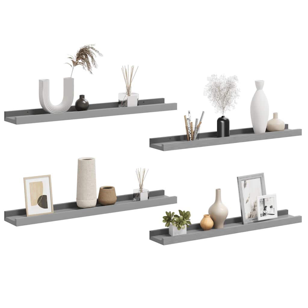 vidaXL Wall Shelves 4 pcs Grey 60x9x3 cm