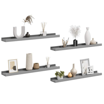 vidaXL Wall Shelves 4 pcs Grey 60x9x3 cm