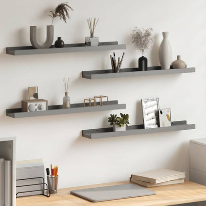 vidaXL Wall Shelves 4 pcs Grey 60x9x3 cm