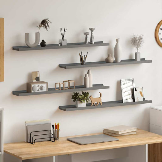 326676 vidaXL Wall Shelves 4 pcs Grey 80x9x3 cm