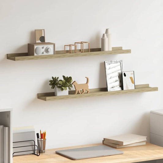 vidaXL Wall Shelves 2 pcs Sonoma Oak 80x9x3 cm