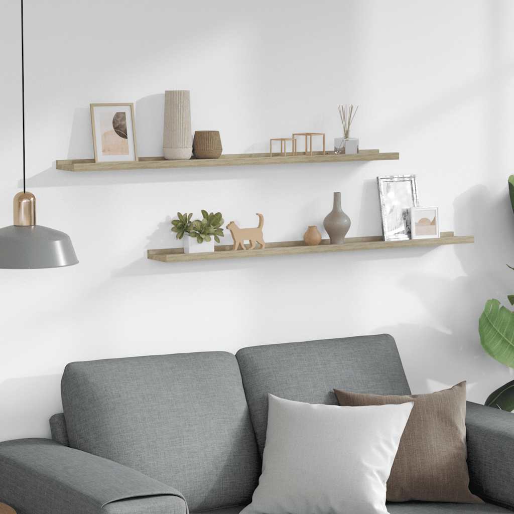 vidaXL Wall Shelves 2 pcs Sonoma Oak 100x9x3 cm