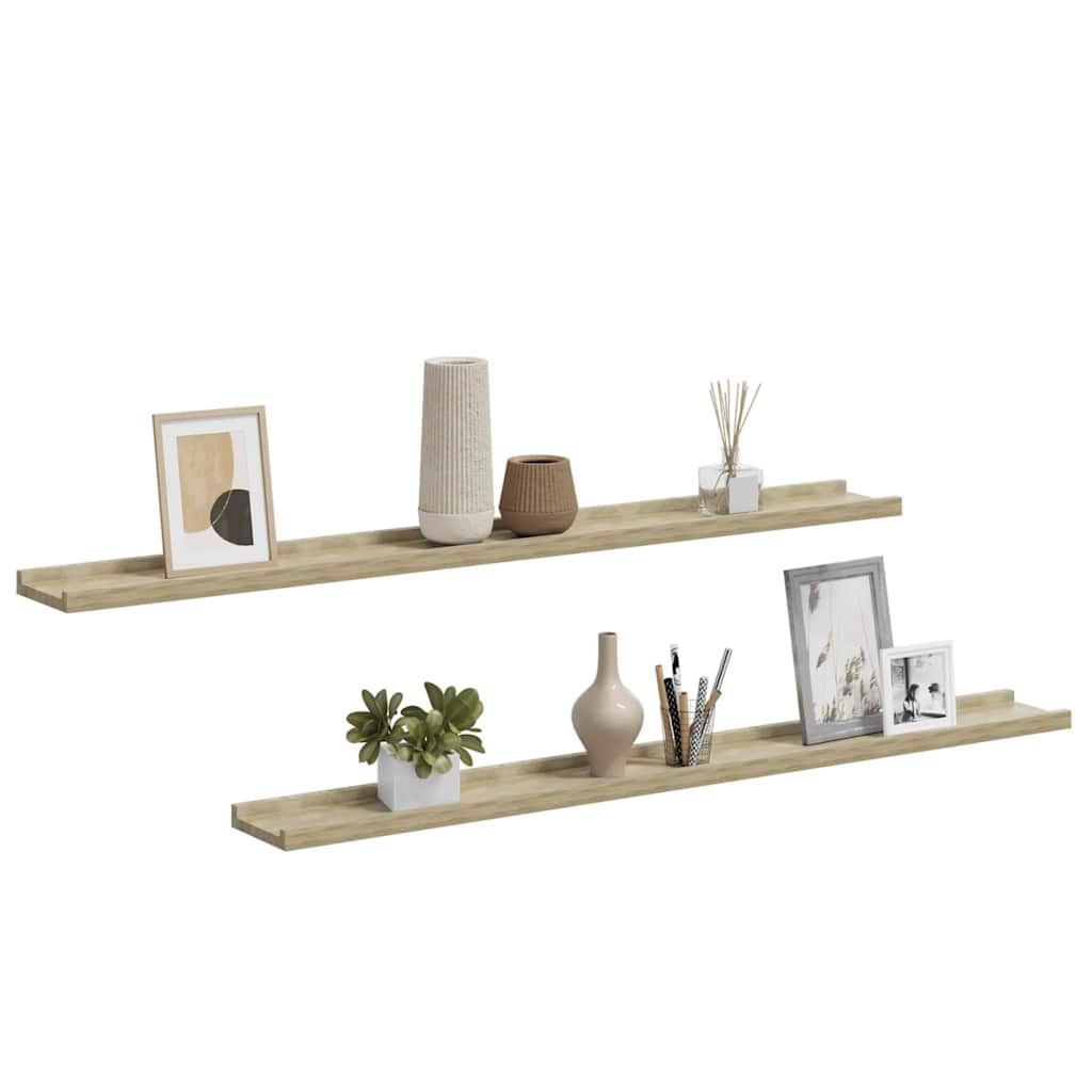 vidaXL Wall Shelves 2 pcs Sonoma Oak 100x9x3 cm