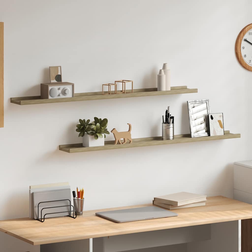 vidaXL Wall Shelves 2 pcs Sonoma Oak 100x9x3 cm