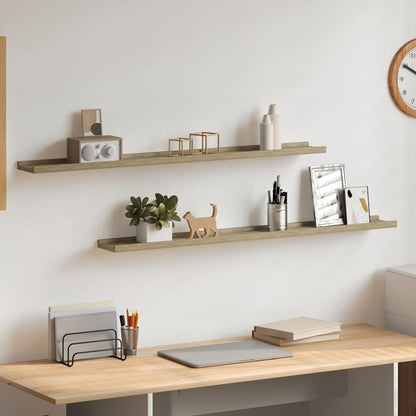 vidaXL Wall Shelves 2 pcs Sonoma Oak 100x9x3 cm