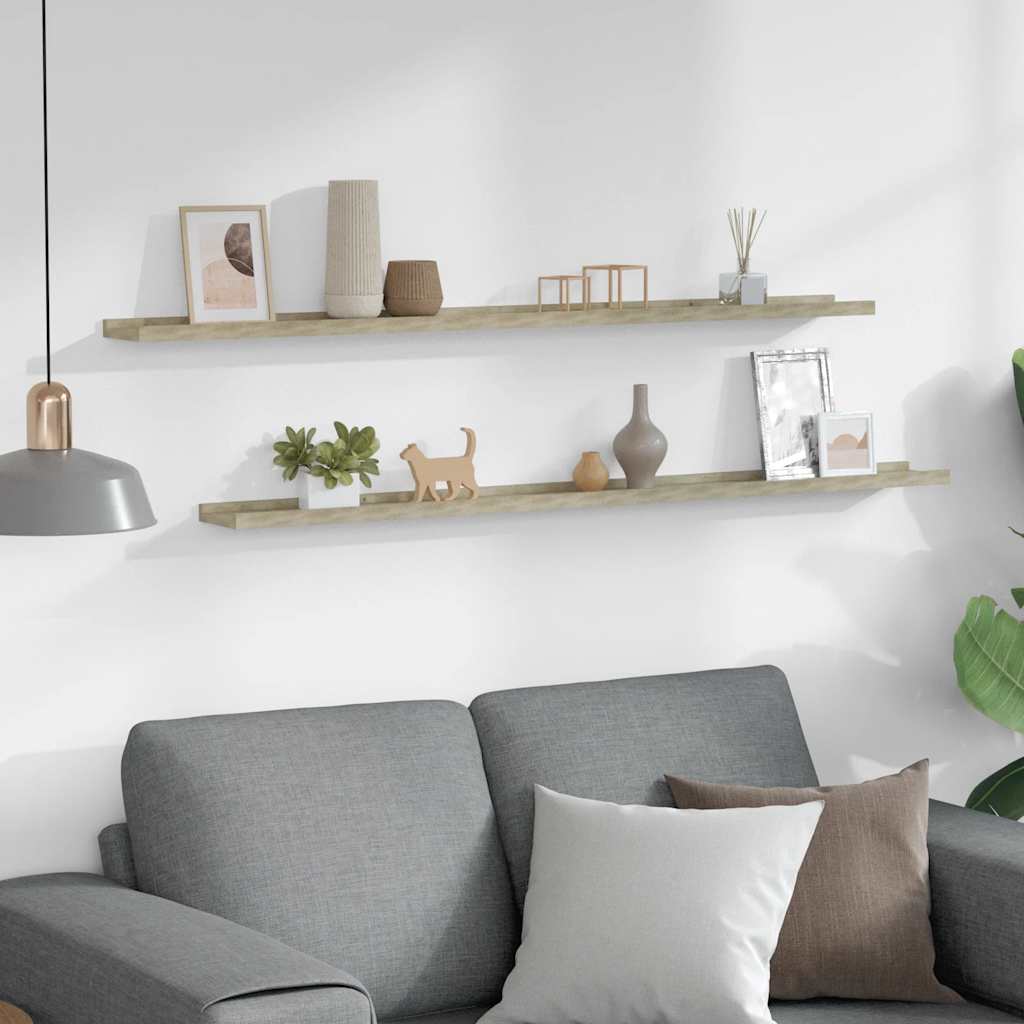 vidaXL Wall Shelves 2 pcs Sonoma Oak 115x9x3 cm