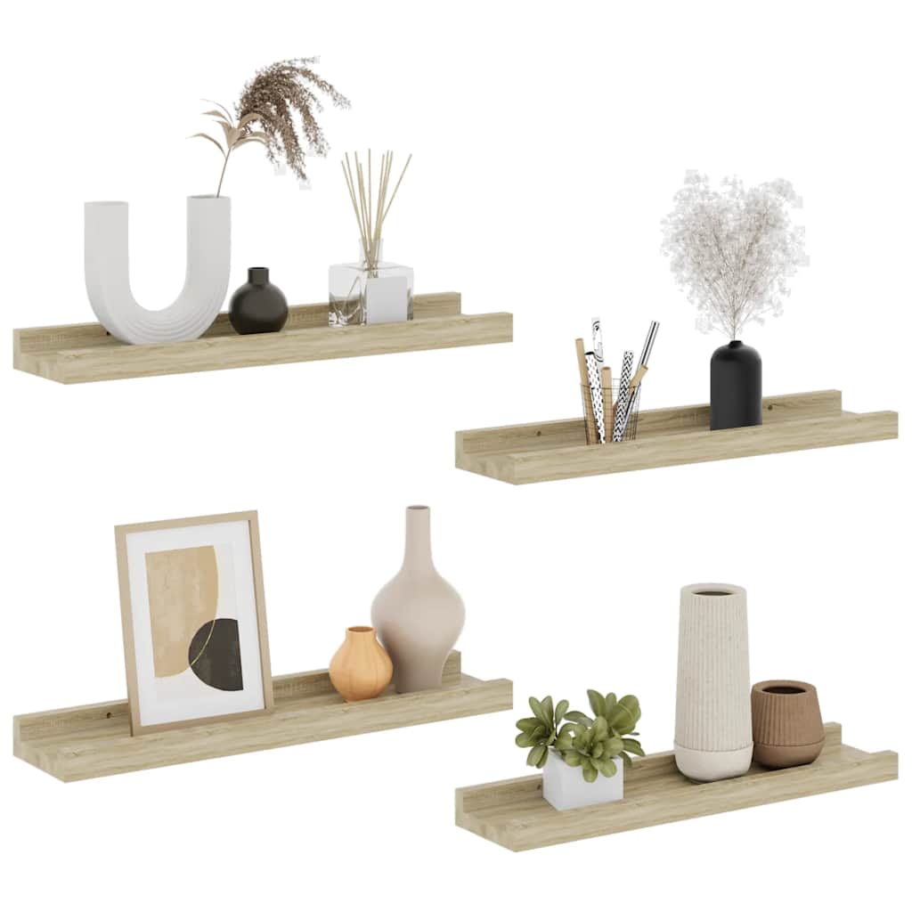 vidaXL Wall Shelves 4 pcs Sonoma Oak 40x9x3 cm