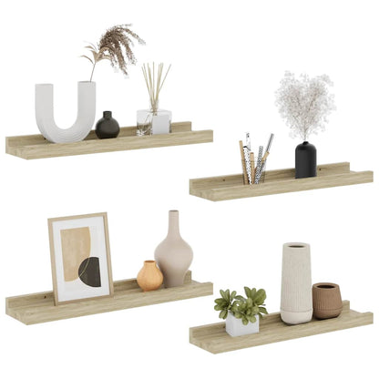 vidaXL Wall Shelves 4 pcs Sonoma Oak 40x9x3 cm