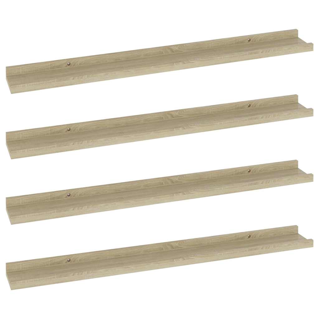 326686 vidaXL Wall Shelves 4 pcs Sonoma Oak 80x9x3 cm