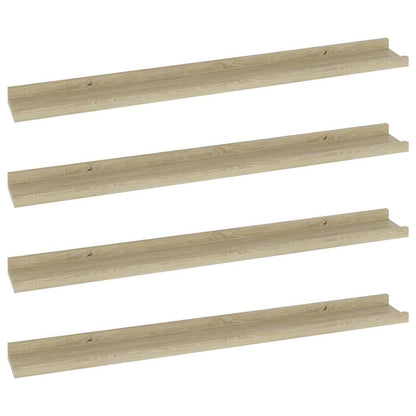 326686 vidaXL Wall Shelves 4 pcs Sonoma Oak 80x9x3 cm