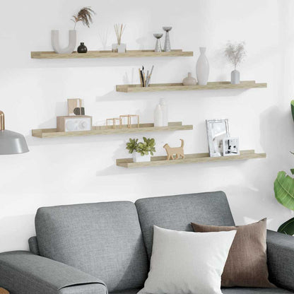 326686 vidaXL Wall Shelves 4 pcs Sonoma Oak 80x9x3 cm