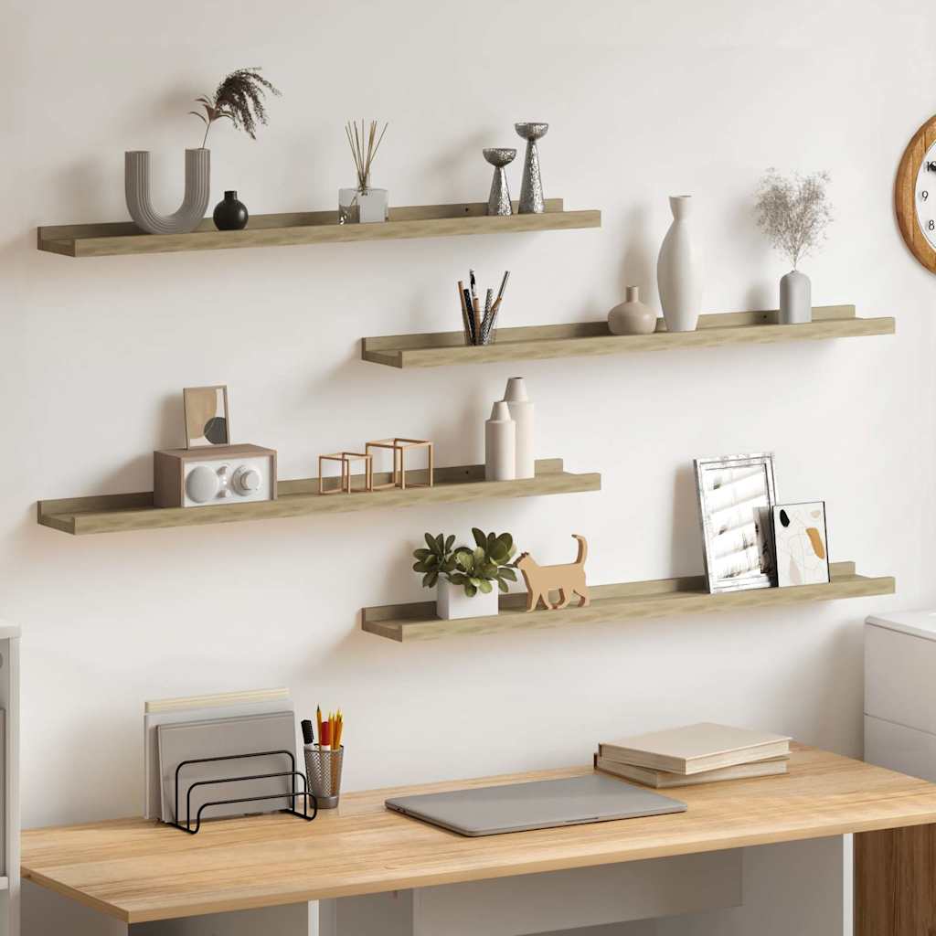 326686 vidaXL Wall Shelves 4 pcs Sonoma Oak 80x9x3 cm