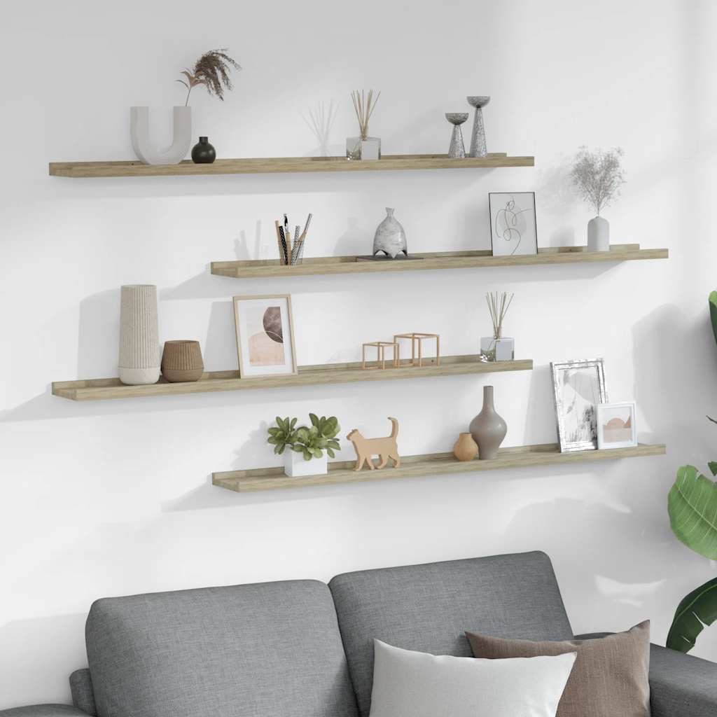 vidaXL Wall Shelves 4 pcs Sonoma Oak 100x9x3 cm
