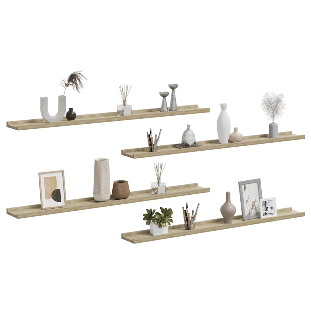 vidaXL Wall Shelves 4 pcs Sonoma Oak 100x9x3 cm