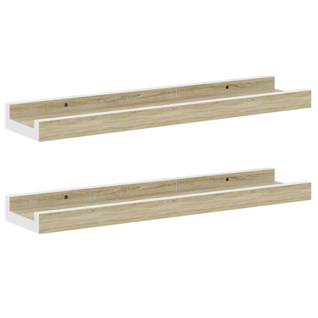326689 vidaXL Wall Shelves 2 pcs White and Sonoma Oak 40x9x3 cm