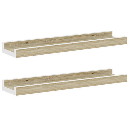 326689 vidaXL Wall Shelves 2 pcs White and Sonoma Oak 40x9x3 cm