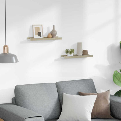 326689 vidaXL Wall Shelves 2 pcs White and Sonoma Oak 40x9x3 cm