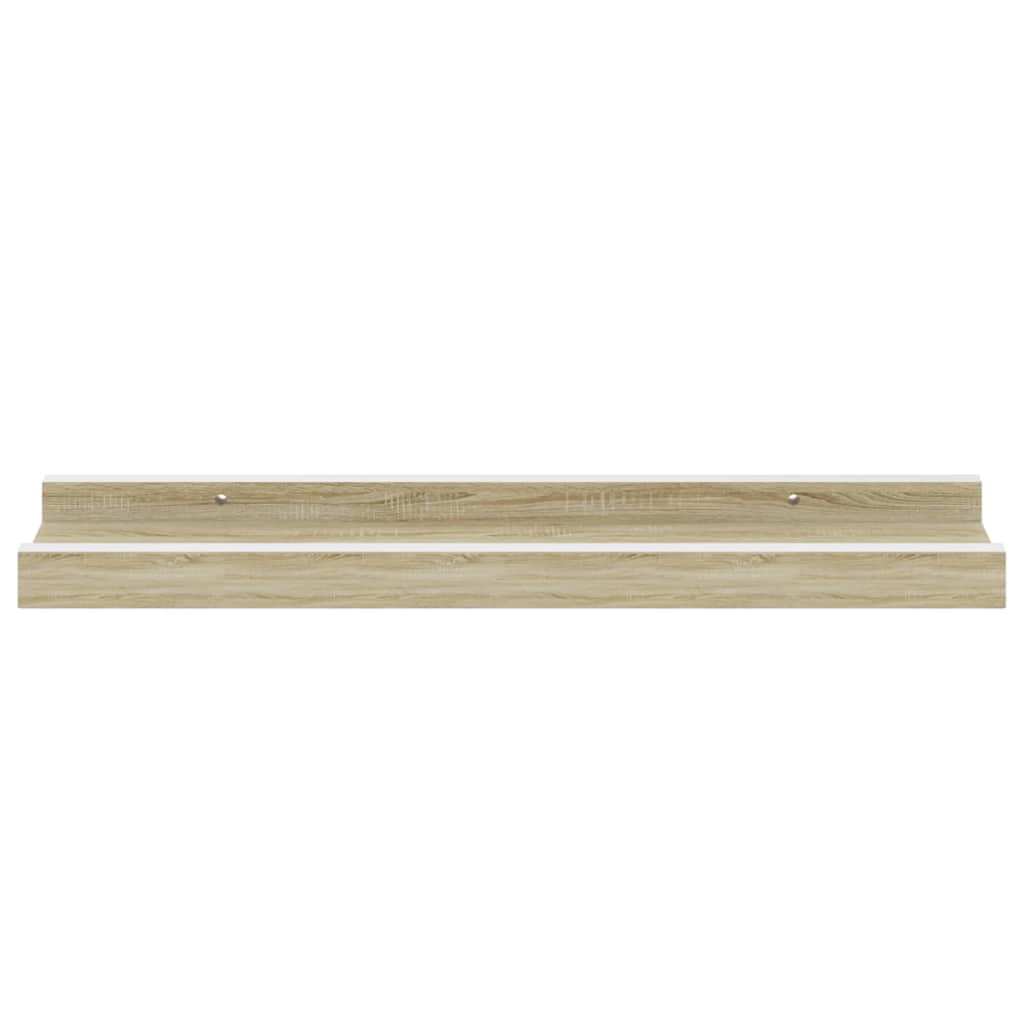 326689 vidaXL Wall Shelves 2 pcs White and Sonoma Oak 40x9x3 cm