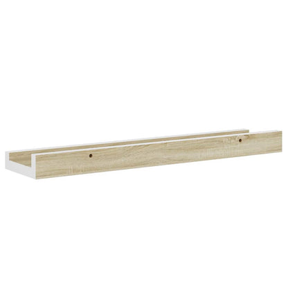 326689 vidaXL Wall Shelves 2 pcs White and Sonoma Oak 40x9x3 cm