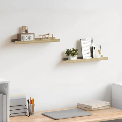 326689 vidaXL Wall Shelves 2 pcs White and Sonoma Oak 40x9x3 cm