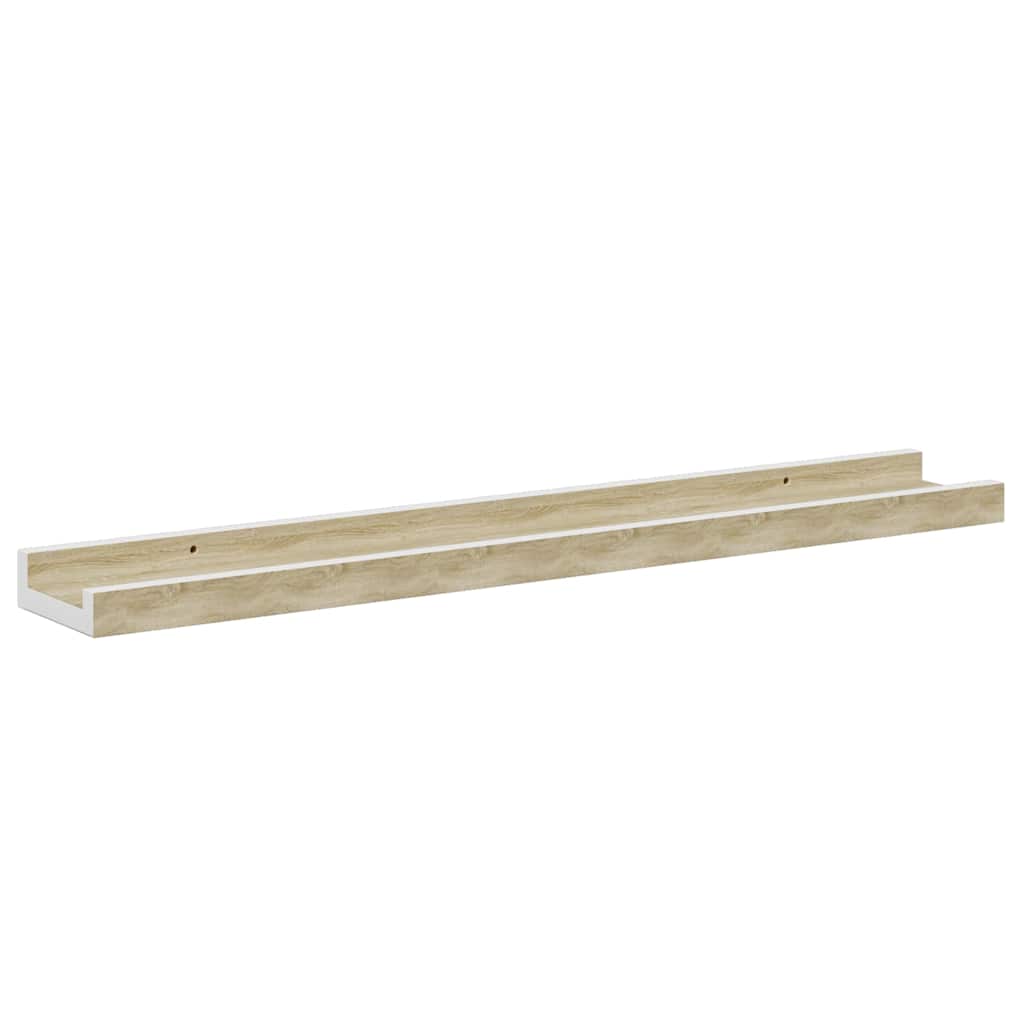 vidaXL Wall Shelf | Set of 2 | White and Sonoma Oak | MDF | 60cm long