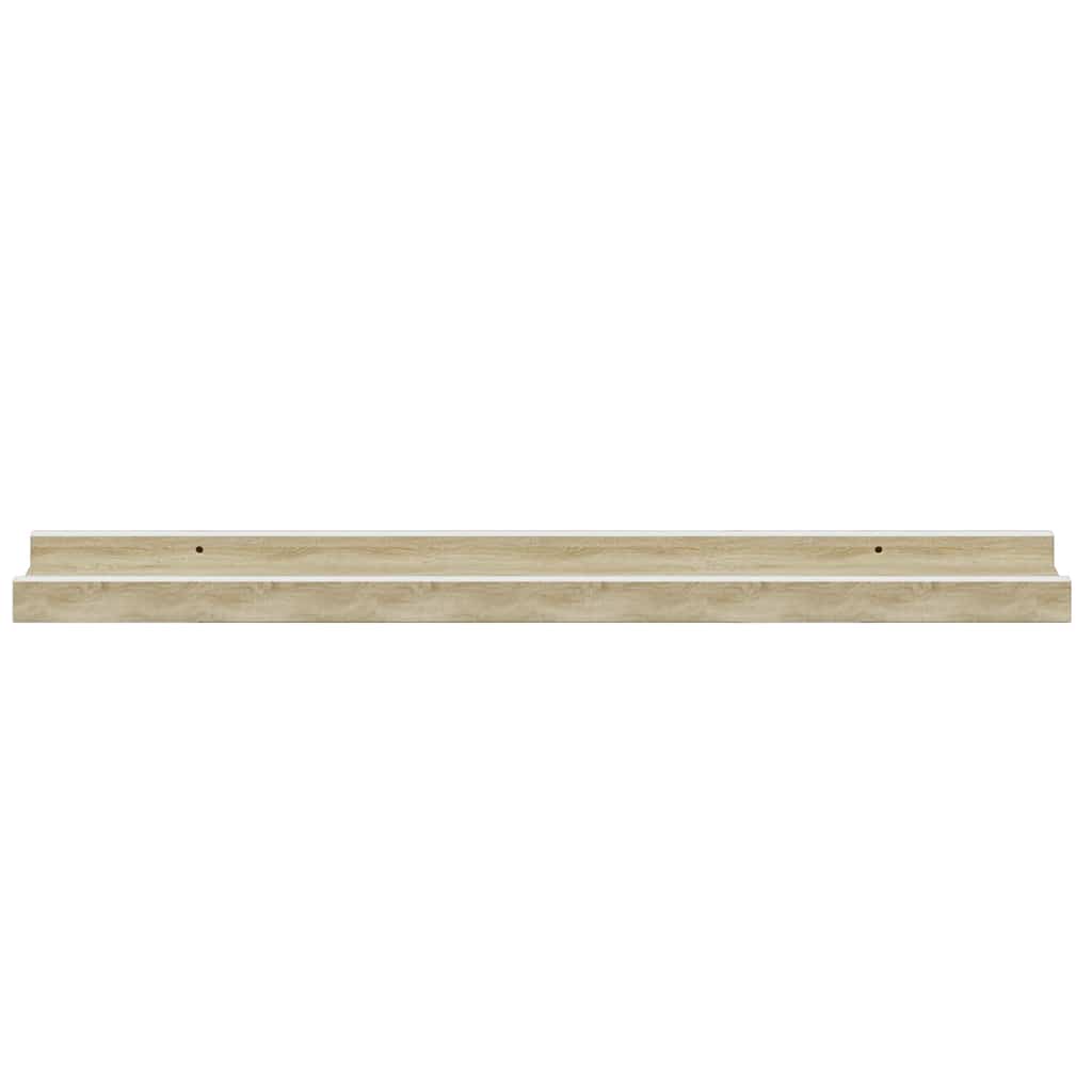 vidaXL Wall Shelf | Set of 2 | White and Sonoma Oak | MDF | 60cm long