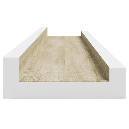vidaXL Wall Shelf | Set of 2 | White and Sonoma Oak | MDF | 60cm long
