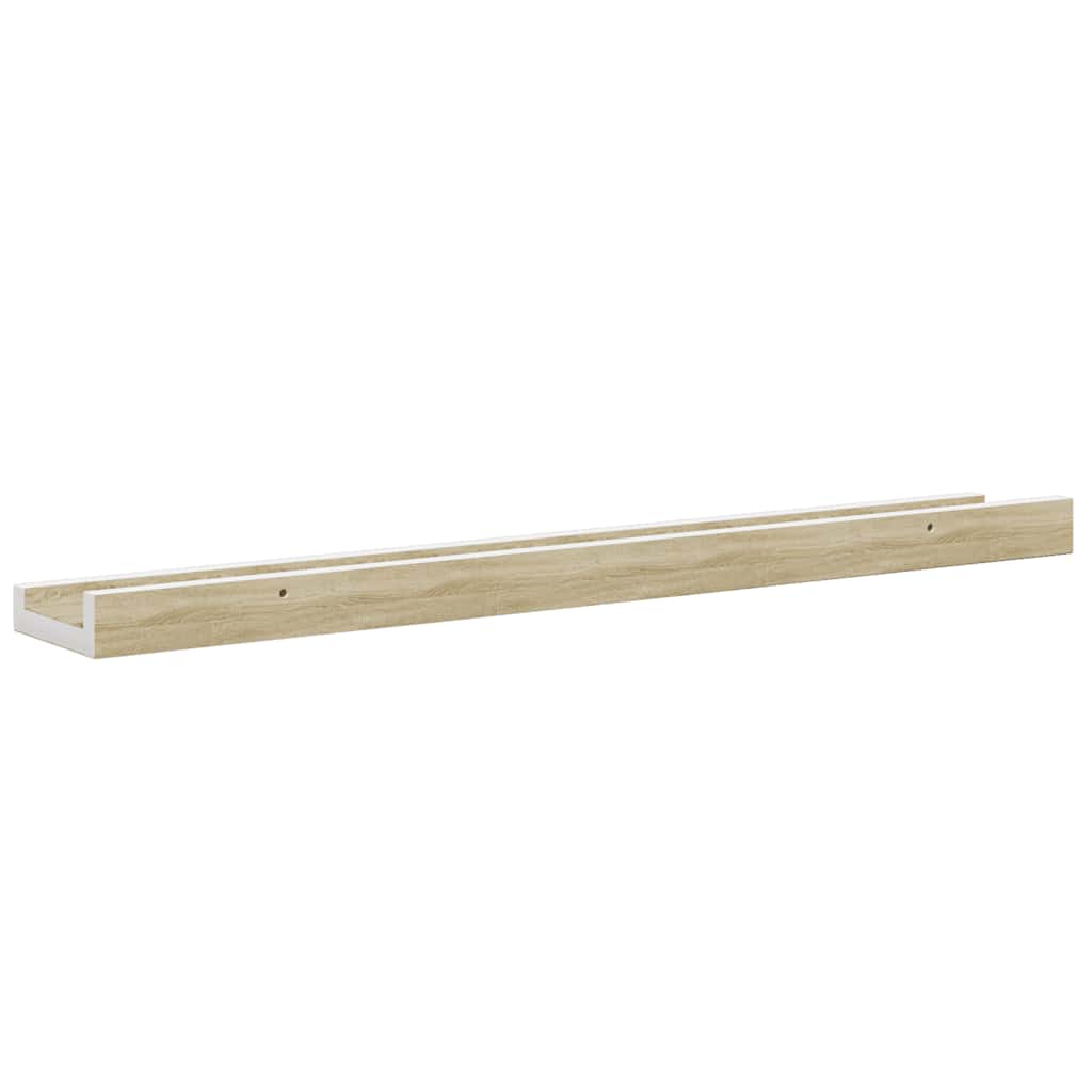 vidaXL Wall Shelf | Set of 2 | White and Sonoma Oak | MDF | 60cm long