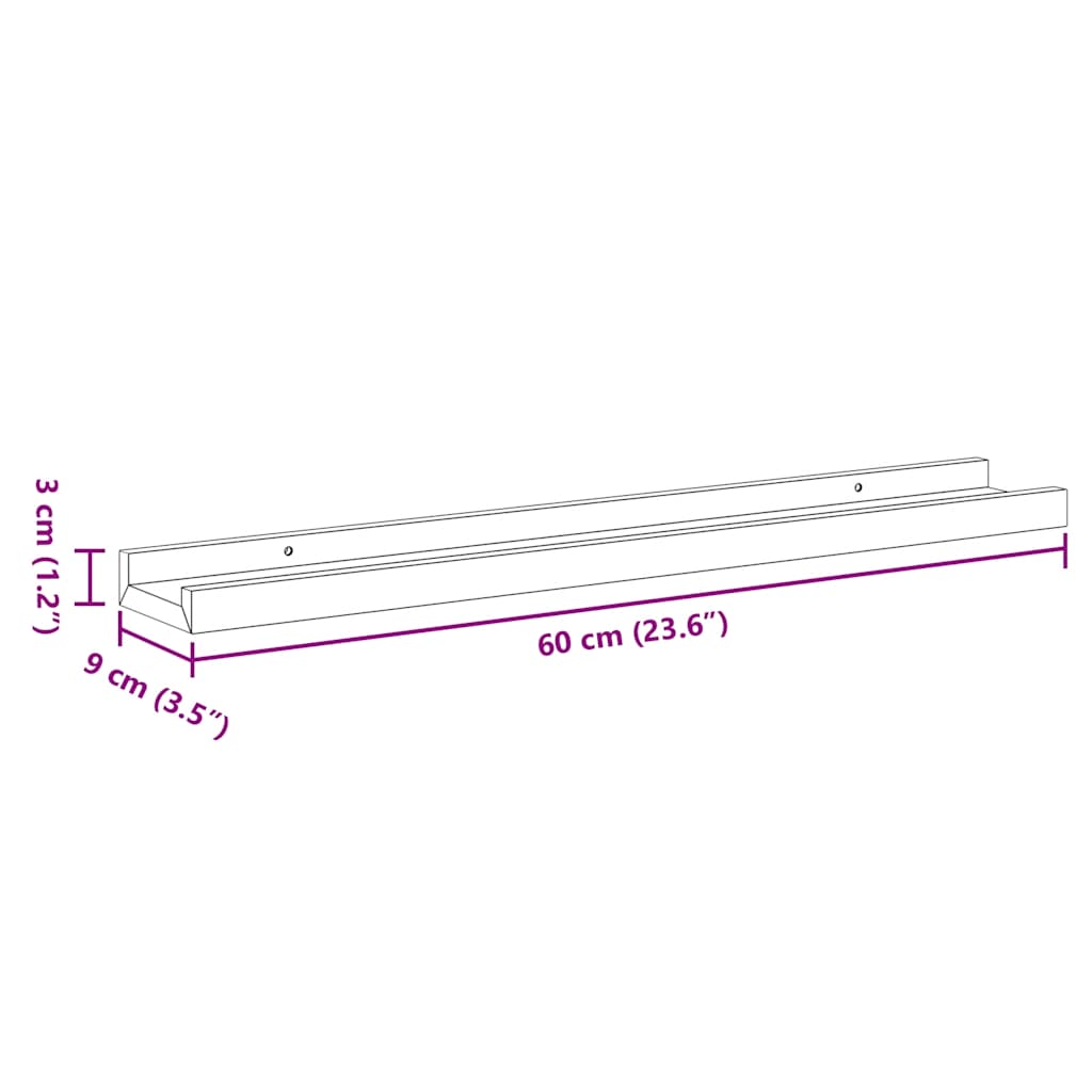 vidaXL Wall Shelf | Set of 2 | White and Sonoma Oak | MDF | 60cm long