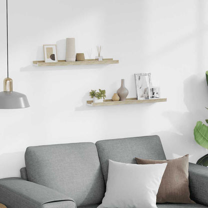 vidaXL Wall Shelf | Set of 2 | White and Sonoma Oak | MDF | 60cm long