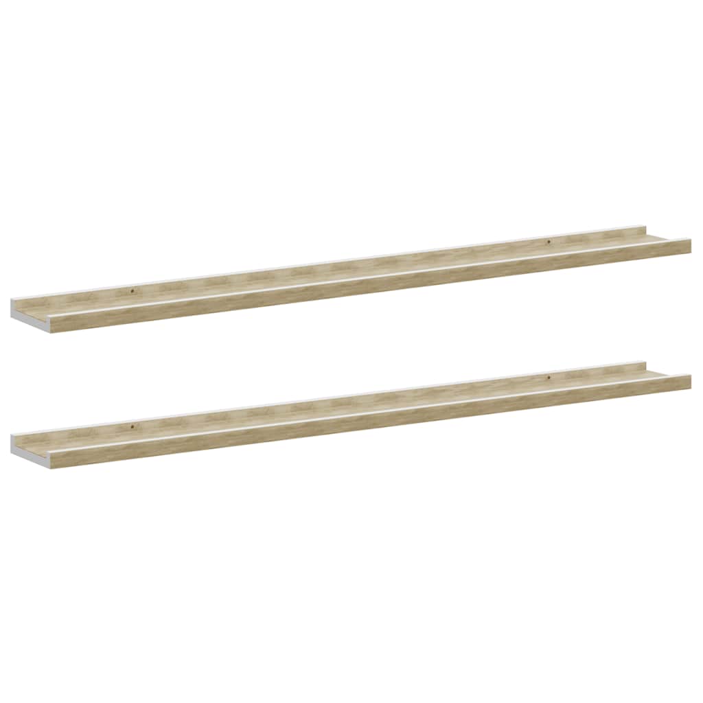 vidaXL Wall Shelves 2 pcs White and Sonoma Oak 100x9x3 cm