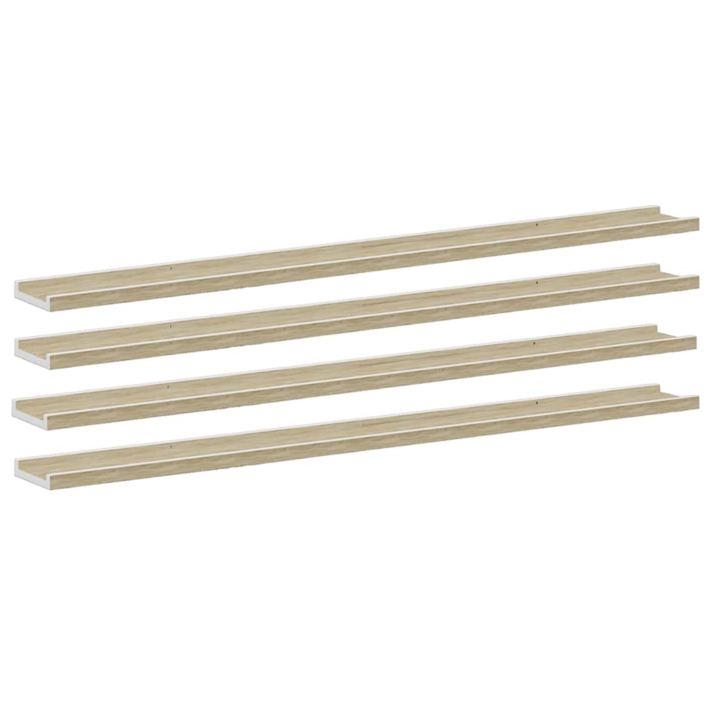 vidaXL Wall Shelves 4 pcs White and Sonoma Oak 115x9x3 cm