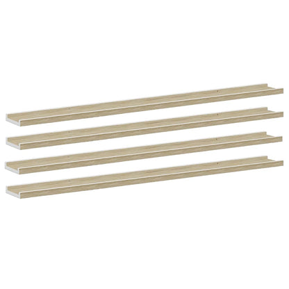 vidaXL Wall Shelves 4 pcs White and Sonoma Oak 115x9x3 cm
