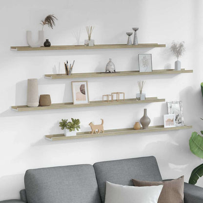 vidaXL Wall Shelves 4 pcs White and Sonoma Oak 115x9x3 cm