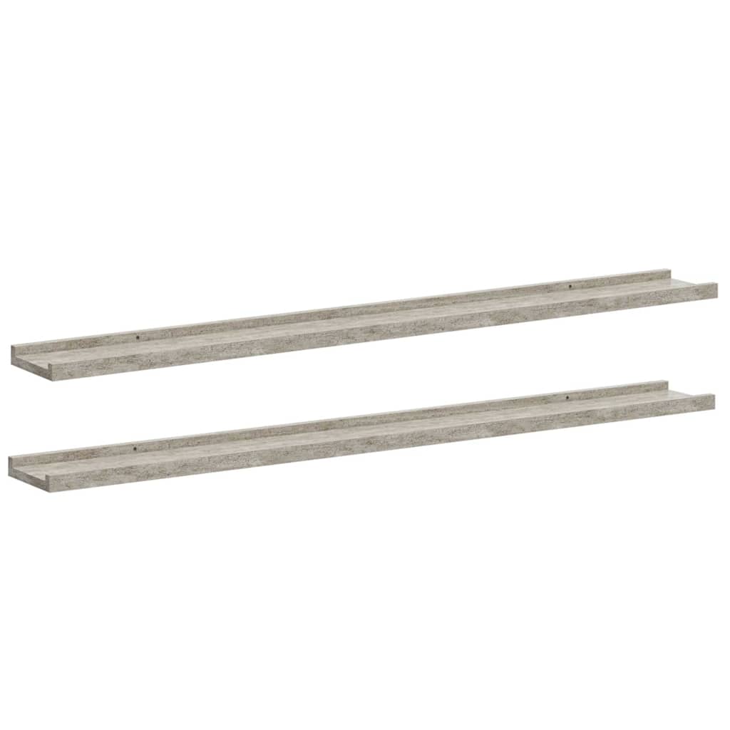 326702 vidaXL Wall Shelves 2 pcs Concrete Grey 100x9x3 cm