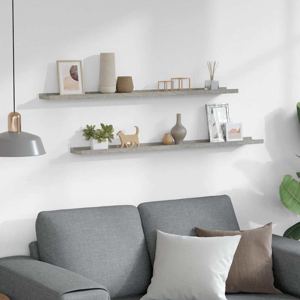 326702 vidaXL Wall Shelves 2 pcs Concrete Grey 100x9x3 cm